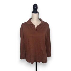 4/$12 Zara Brown Boxy Polo Button Down Top